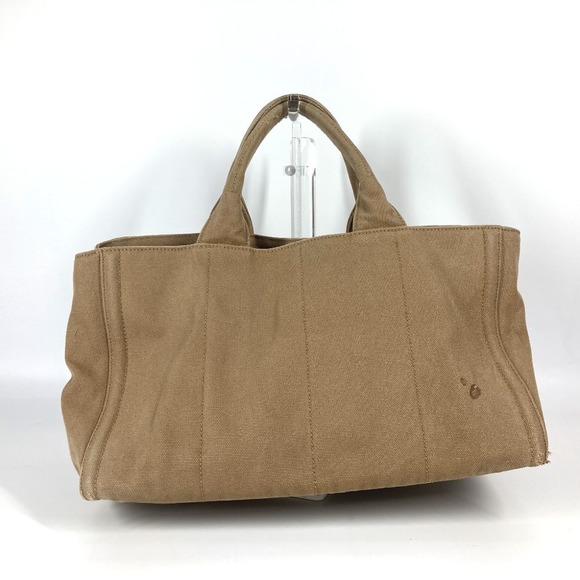 Prada Shoulder studded canvas beige Bag Canapa - Picture 1 of 9